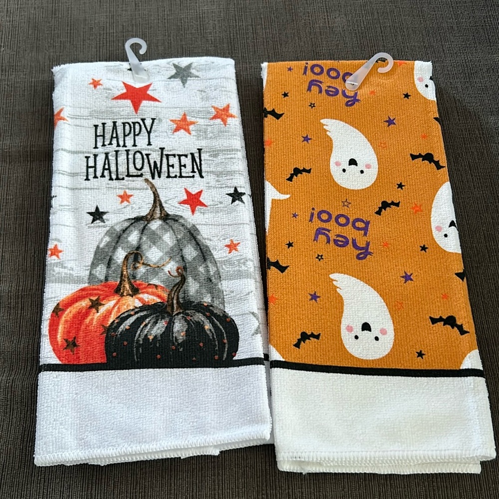 2 Halloween Kitchen Towels